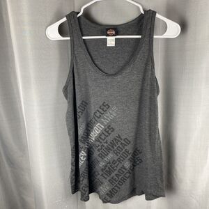 Buckeye Harley Davidson Sz L Lady Biker Gray With Rhinestones Tank Top